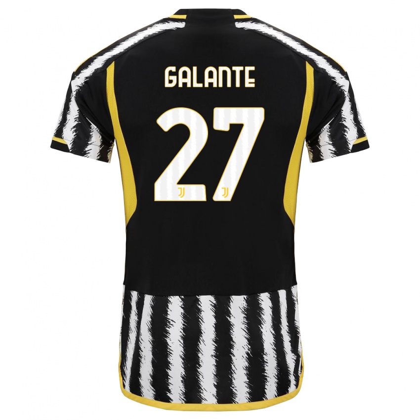 Børn Tommaso Galante #27 Sort Hvid Hjemmebane Spillertrøjer 2023/24 Trøje T-Shirt