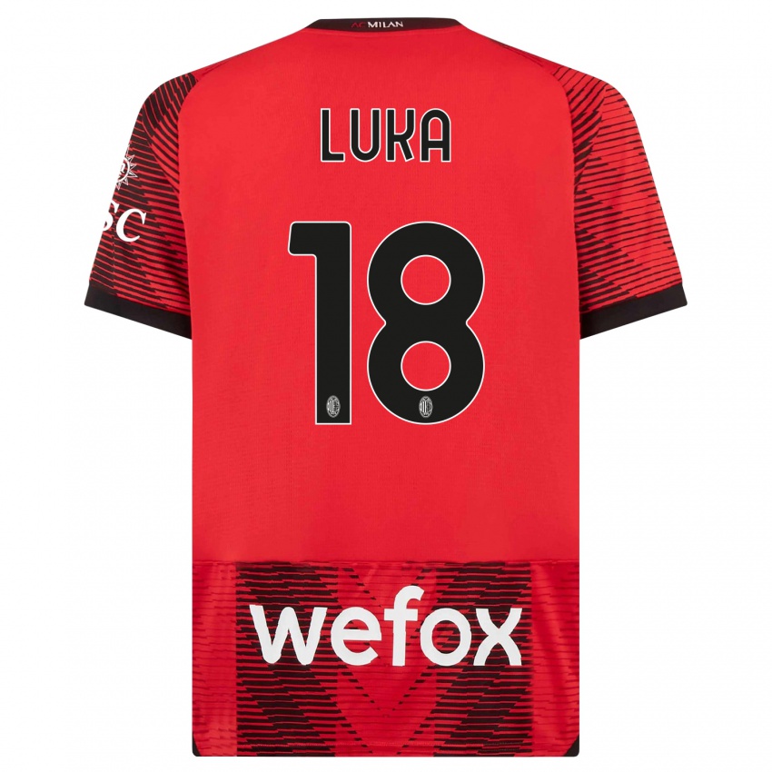 Børn Luka Romero #18 Rød Sort Hjemmebane Spillertrøjer 2023/24 Trøje T-Shirt