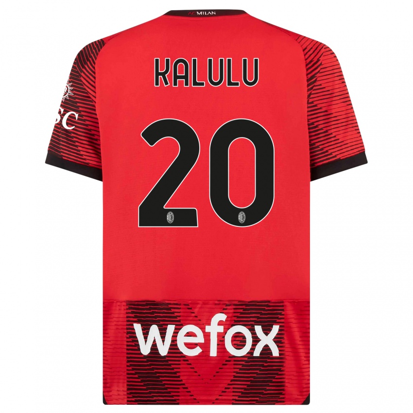 Børn Pierre Kalulu #20 Rød Sort Hjemmebane Spillertrøjer 2023/24 Trøje T-Shirt
