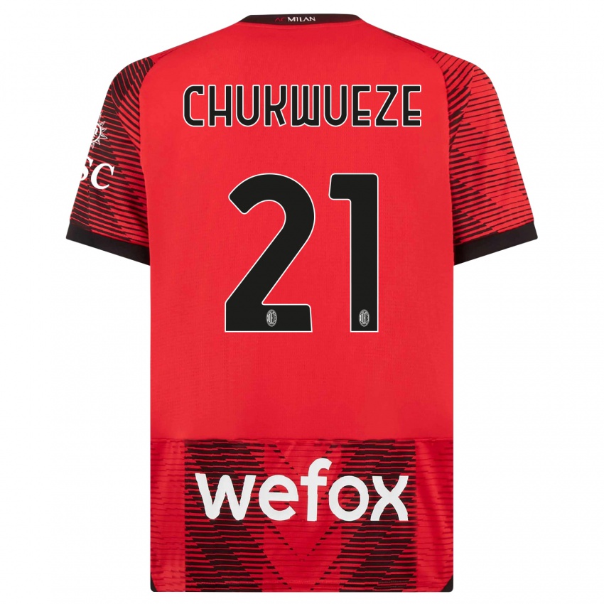 Børn Samuel Chukwueze #21 Rød Sort Hjemmebane Spillertrøjer 2023/24 Trøje T-Shirt