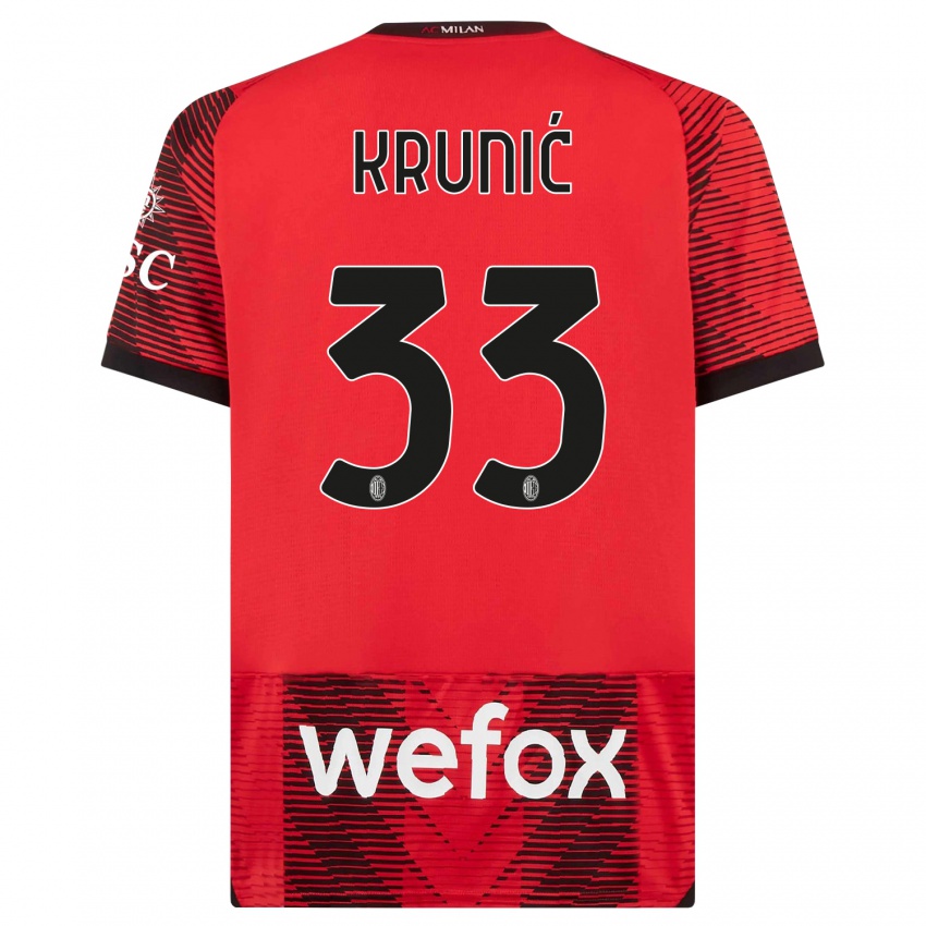 Børn Rade Krunic #33 Rød Sort Hjemmebane Spillertrøjer 2023/24 Trøje T-Shirt