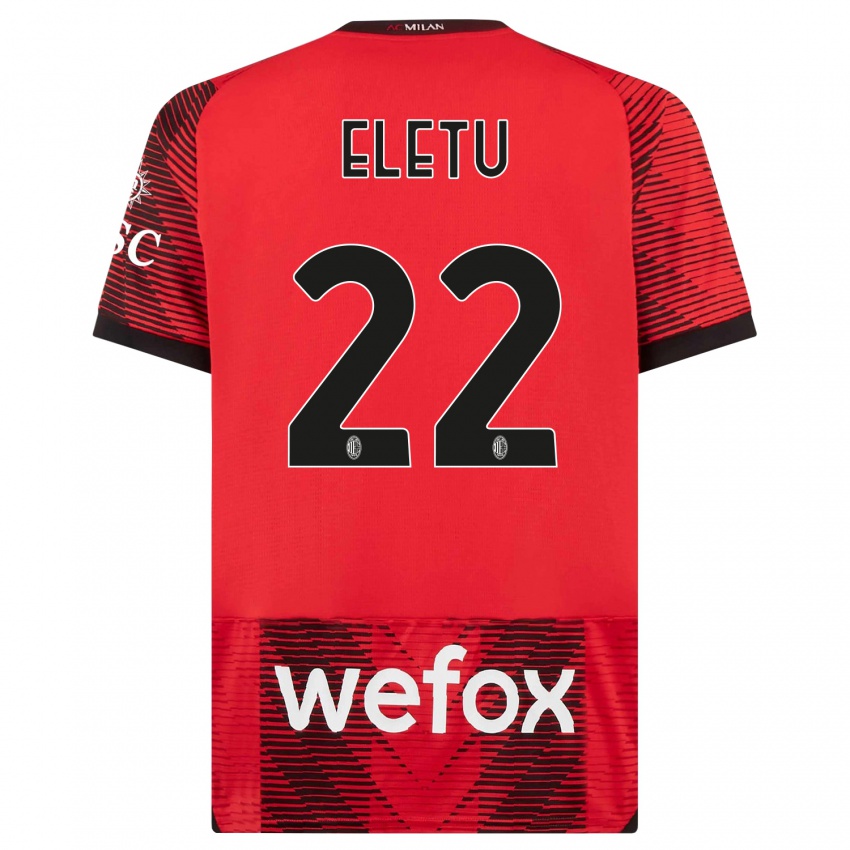 Børn Victor Eletu #22 Rød Sort Hjemmebane Spillertrøjer 2023/24 Trøje T-Shirt