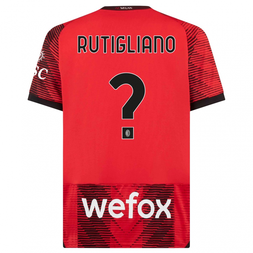 Børn Samuele Rutigliano #0 Rød Sort Hjemmebane Spillertrøjer 2023/24 Trøje T-Shirt