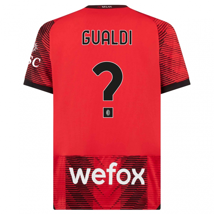 Børn Andrea Gualdi #0 Rød Sort Hjemmebane Spillertrøjer 2023/24 Trøje T-Shirt