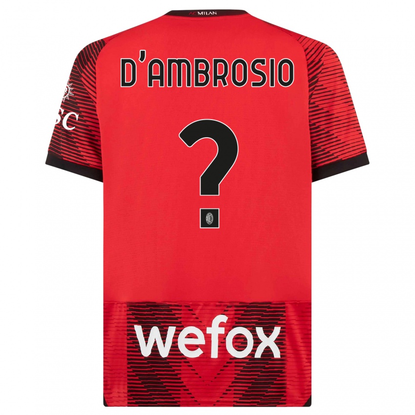 Børn Antonio D'ambrosio #0 Rød Sort Hjemmebane Spillertrøjer 2023/24 Trøje T-Shirt