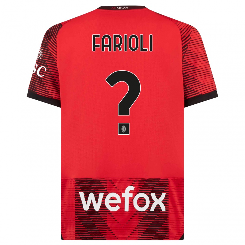 Børn Simone Farioli #0 Rød Sort Hjemmebane Spillertrøjer 2023/24 Trøje T-Shirt