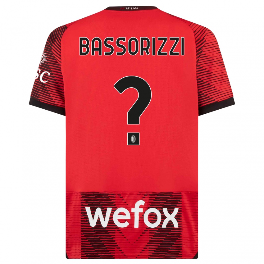 Børn Carlo Bassorizzi #0 Rød Sort Hjemmebane Spillertrøjer 2023/24 Trøje T-Shirt