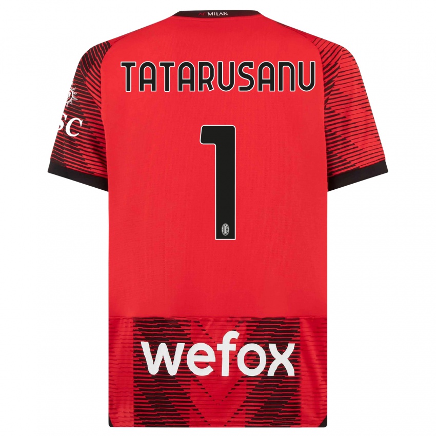 Børn Ciprian Tatarusanu #1 Rød Sort Hjemmebane Spillertrøjer 2023/24 Trøje T-Shirt