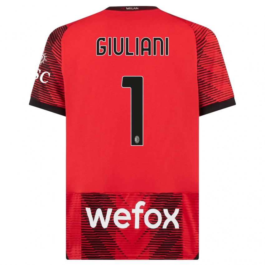Børn Laura Giuliani #1 Rød Sort Hjemmebane Spillertrøjer 2023/24 Trøje T-Shirt