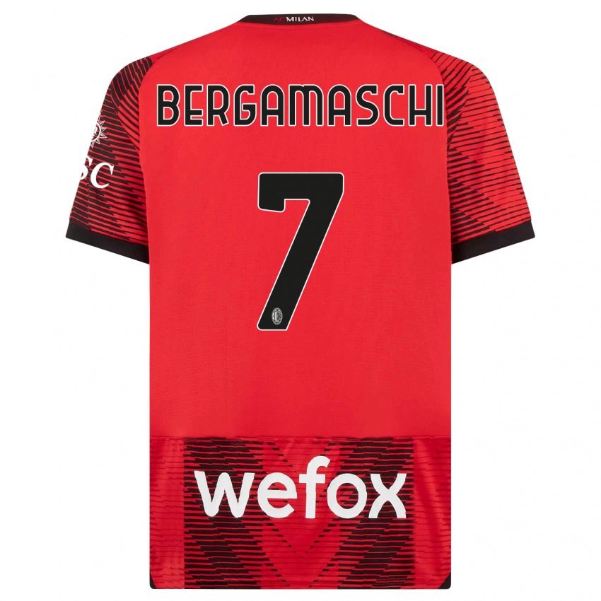 Børn Valentina Bergamaschi #7 Rød Sort Hjemmebane Spillertrøjer 2023/24 Trøje T-Shirt