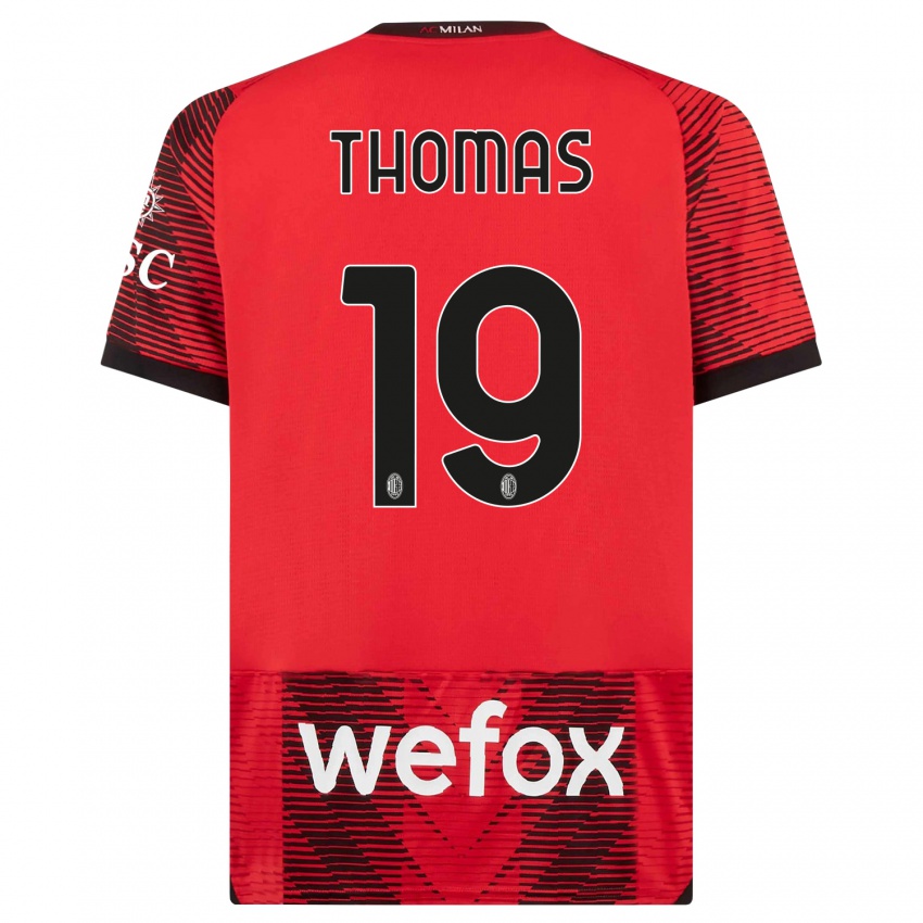 Børn Lindsey Thomas #19 Rød Sort Hjemmebane Spillertrøjer 2023/24 Trøje T-Shirt