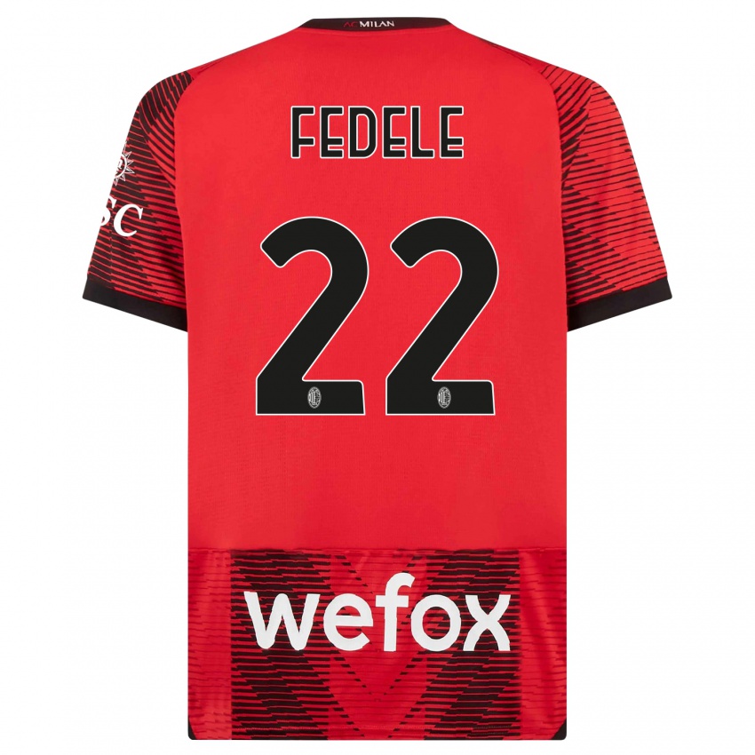 Børn Noemi Fedele #22 Rød Sort Hjemmebane Spillertrøjer 2023/24 Trøje T-Shirt