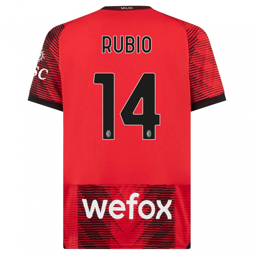 Børn Silvia Rubio #14 Rød Sort Hjemmebane Spillertrøjer 2023/24 Trøje T-Shirt