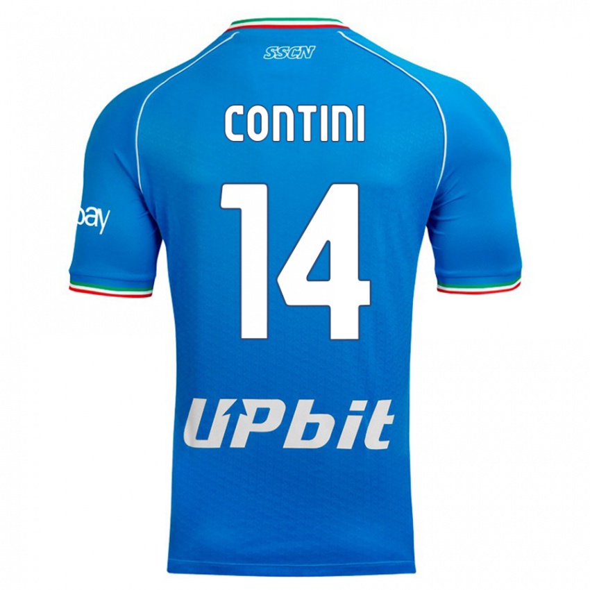 Børn Nikita Contini #14 Himmelblå Hjemmebane Spillertrøjer 2023/24 Trøje T-Shirt