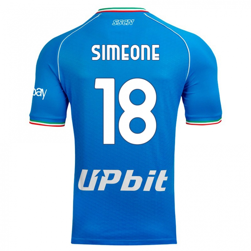 Børn Giovanni Simeone #18 Himmelblå Hjemmebane Spillertrøjer 2023/24 Trøje T-Shirt