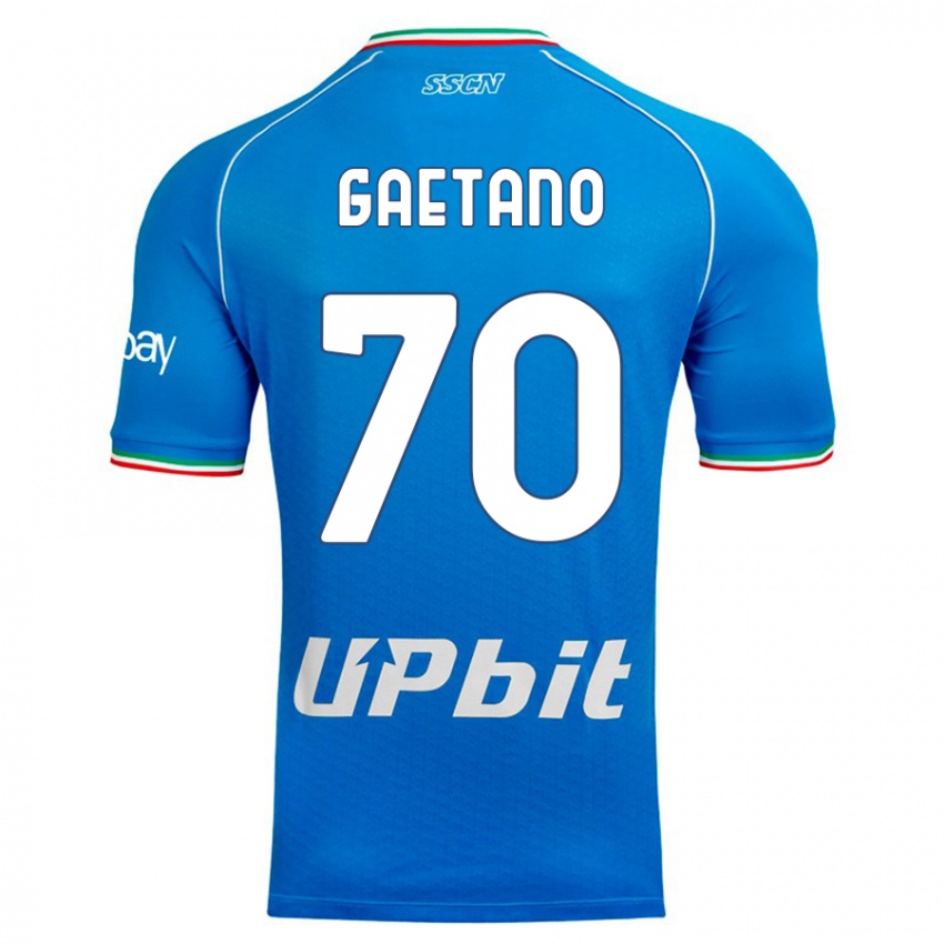 Børn Gianluca Gaetano #70 Himmelblå Hjemmebane Spillertrøjer 2023/24 Trøje T-Shirt