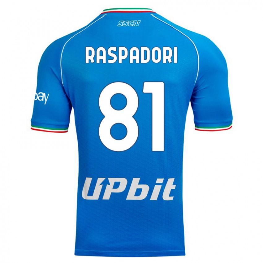 Børn Giacomo Raspadori #81 Himmelblå Hjemmebane Spillertrøjer 2023/24 Trøje T-Shirt