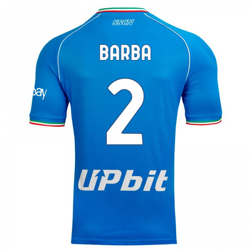 Børn Benedetto Barba #2 Himmelblå Hjemmebane Spillertrøjer 2023/24 Trøje T-Shirt
