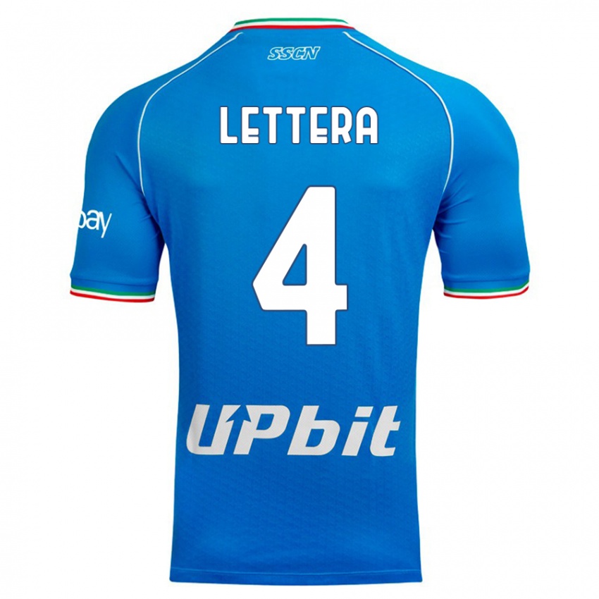 Børn Alessio Lettera #4 Himmelblå Hjemmebane Spillertrøjer 2023/24 Trøje T-Shirt