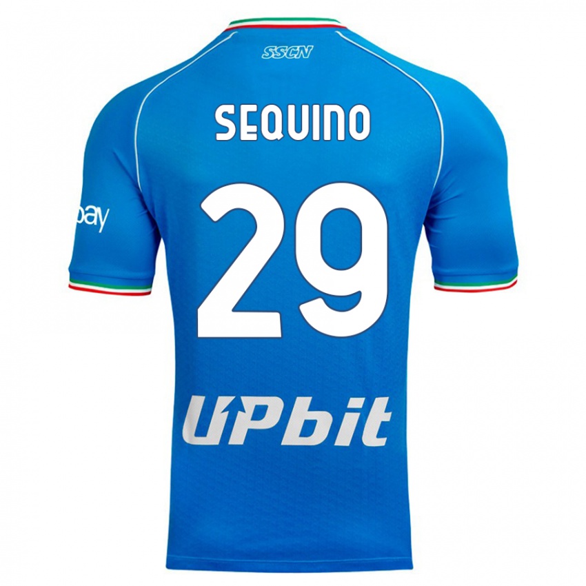 Børn Giovanni Sequino #29 Himmelblå Hjemmebane Spillertrøjer 2023/24 Trøje T-Shirt