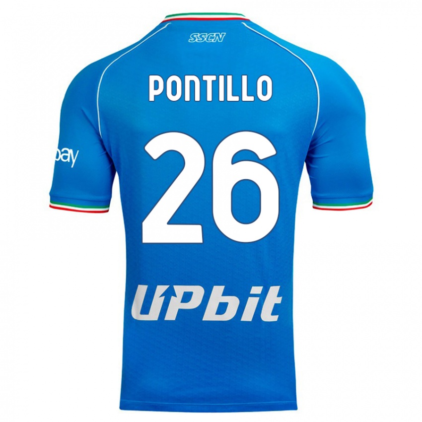 Børn Pasquale Pontillo #26 Himmelblå Hjemmebane Spillertrøjer 2023/24 Trøje T-Shirt