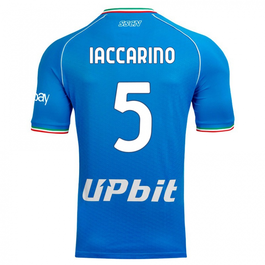Børn Gennaro Iaccarino #5 Himmelblå Hjemmebane Spillertrøjer 2023/24 Trøje T-Shirt