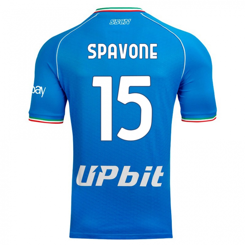 Børn Alessandro Spavone #15 Himmelblå Hjemmebane Spillertrøjer 2023/24 Trøje T-Shirt
