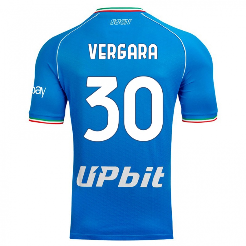 Børn Antonio Vergara #30 Himmelblå Hjemmebane Spillertrøjer 2023/24 Trøje T-Shirt