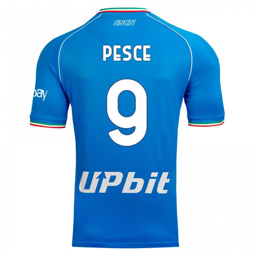 Børn Antonio Pesce #9 Himmelblå Hjemmebane Spillertrøjer 2023/24 Trøje T-Shirt