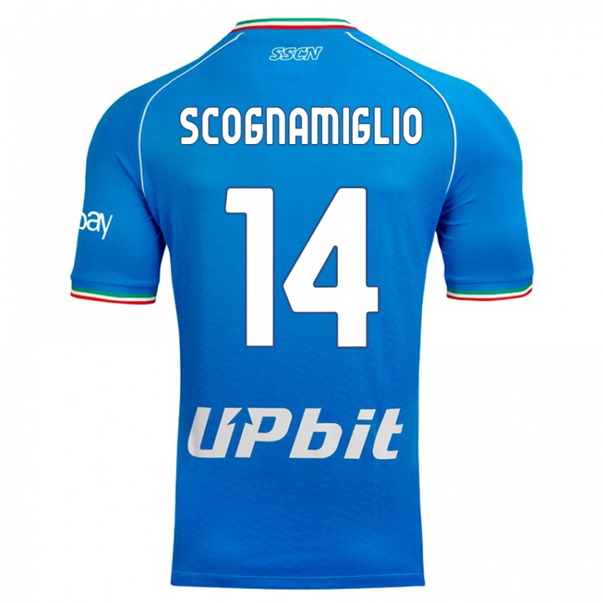 Børn Fabio Scognamiglio #14 Himmelblå Hjemmebane Spillertrøjer 2023/24 Trøje T-Shirt