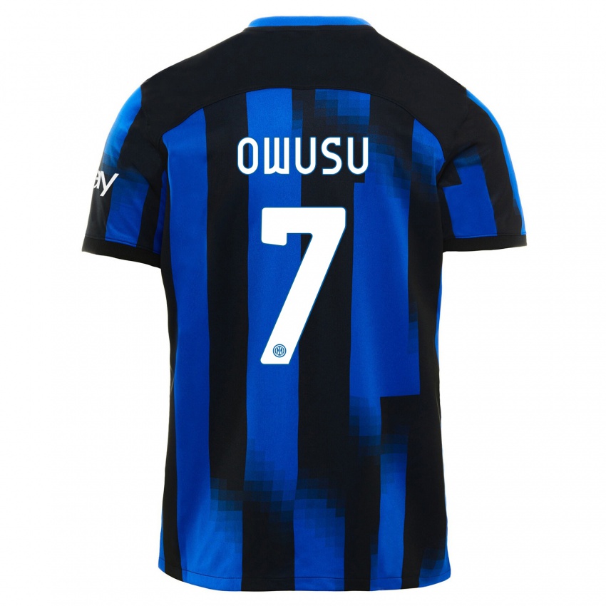 Børn Enoch Owusu #7 Sort Blå Hjemmebane Spillertrøjer 2023/24 Trøje T-Shirt