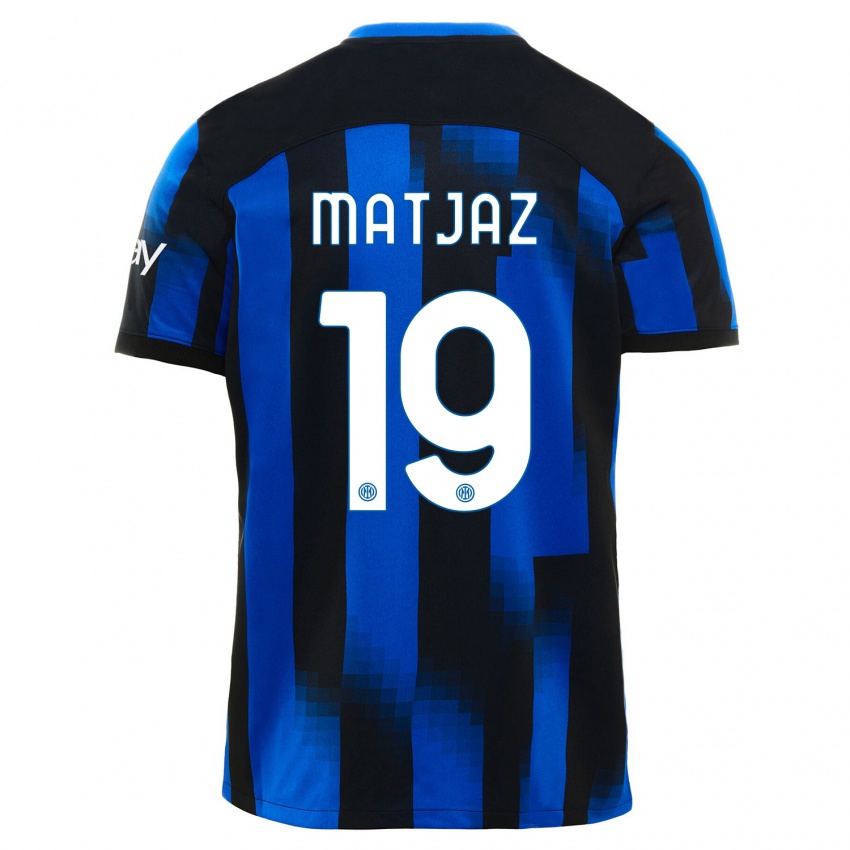 Børn Samo Matjaz #19 Sort Blå Hjemmebane Spillertrøjer 2023/24 Trøje T-Shirt