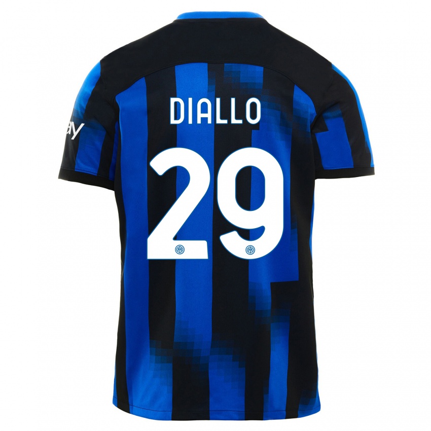 Børn Oumar Diallo #29 Sort Blå Hjemmebane Spillertrøjer 2023/24 Trøje T-Shirt