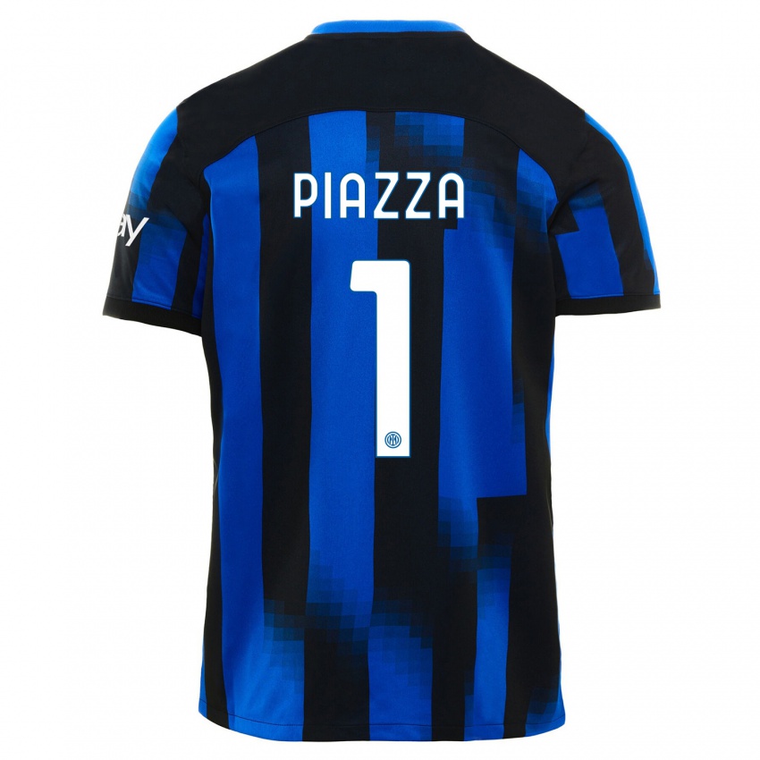 Børn Alessia Piazza #1 Sort Blå Hjemmebane Spillertrøjer 2023/24 Trøje T-Shirt