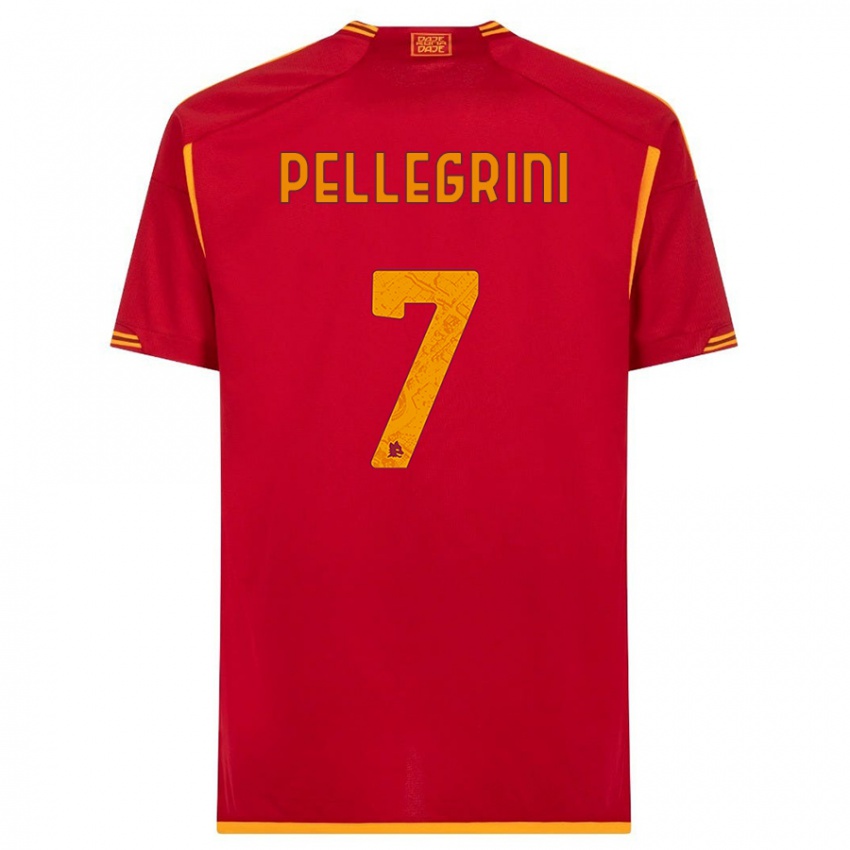 Børn Lorenzo Pellegrini #7 Rød Hjemmebane Spillertrøjer 2023/24 Trøje T-Shirt