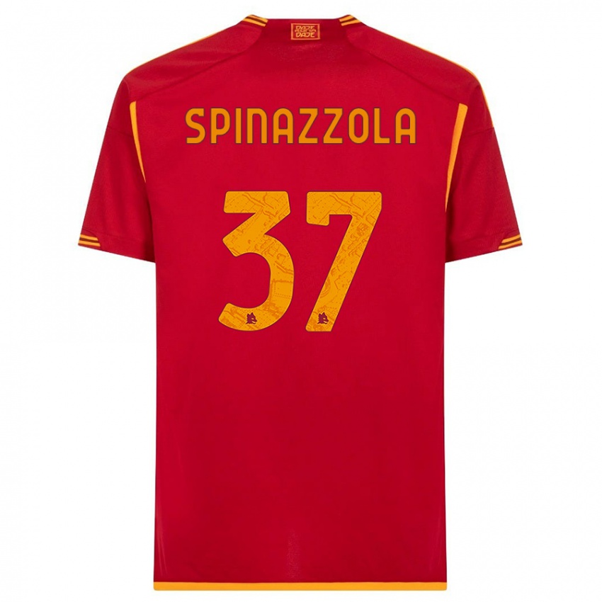 Børn Leonardo Spinazzola #37 Rød Hjemmebane Spillertrøjer 2023/24 Trøje T-Shirt