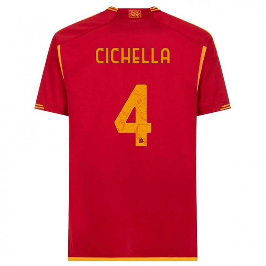 Børn Matteo Cichella #4 Rød Hjemmebane Spillertrøjer 2023/24 Trøje T-Shirt