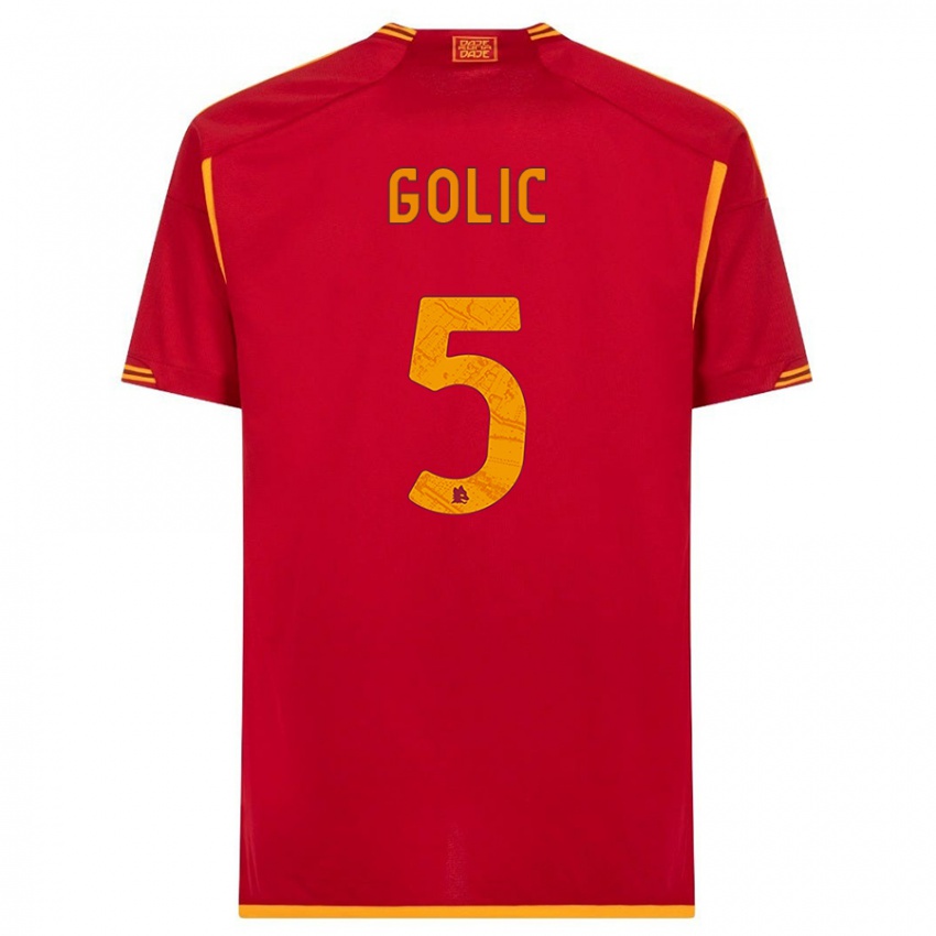 Børn Lovro Golic #5 Rød Hjemmebane Spillertrøjer 2023/24 Trøje T-Shirt