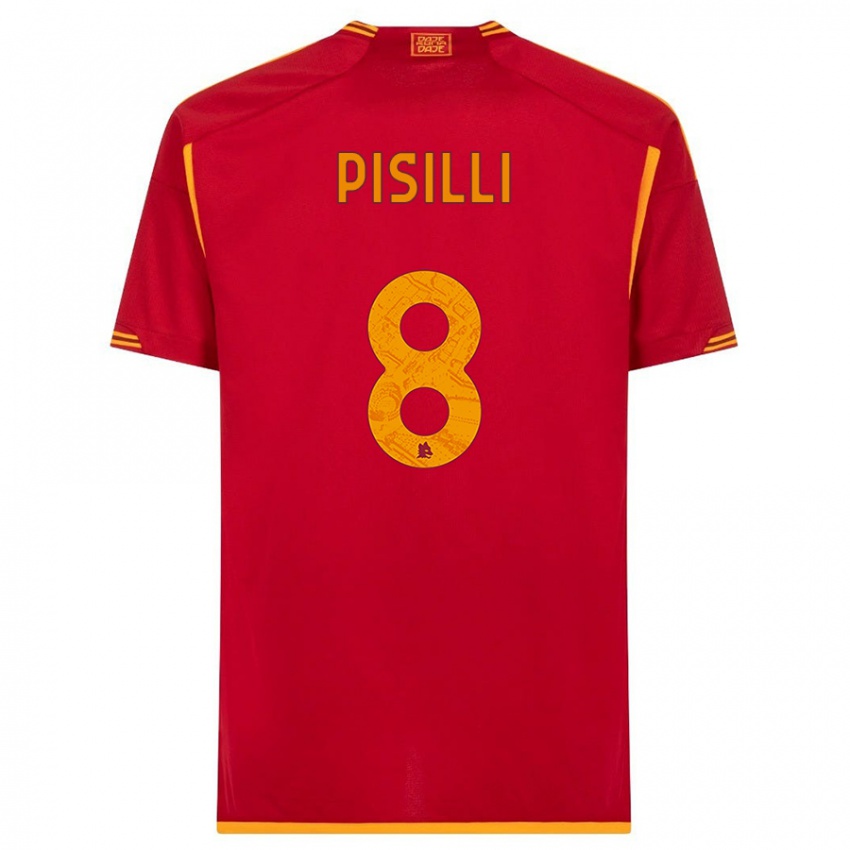 Børn Niccolo Pisilli #8 Rød Hjemmebane Spillertrøjer 2023/24 Trøje T-Shirt