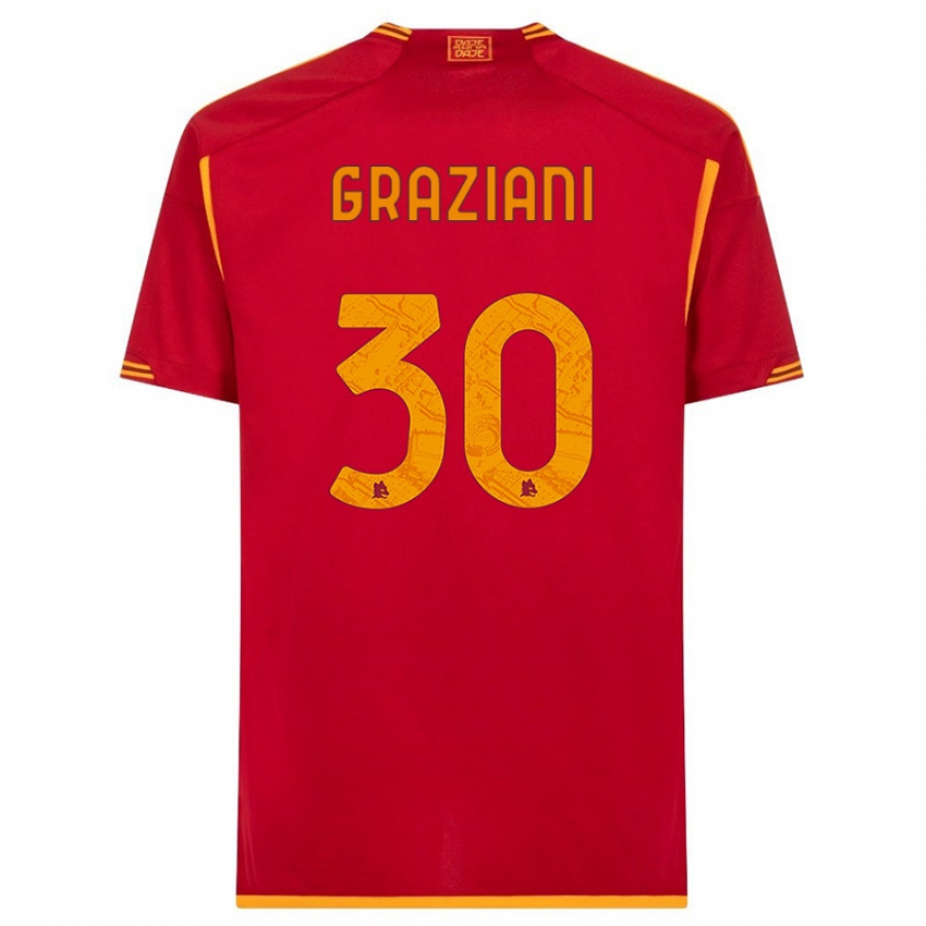 Børn Leonardo Graziani #30 Rød Hjemmebane Spillertrøjer 2023/24 Trøje T-Shirt