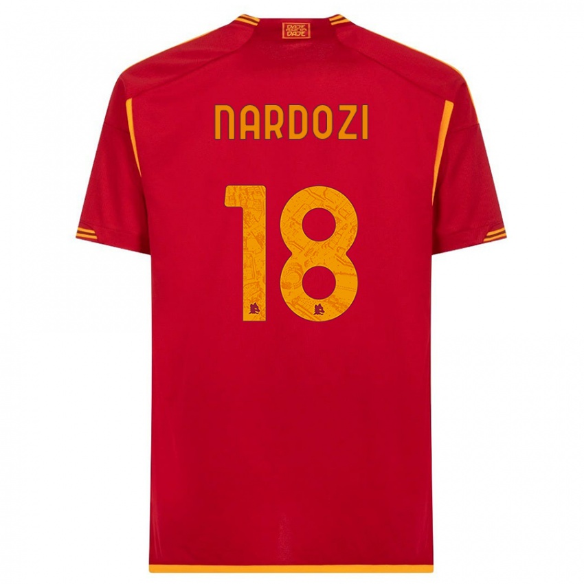 Børn Manuel Nardozi #18 Rød Hjemmebane Spillertrøjer 2023/24 Trøje T-Shirt