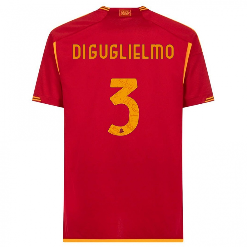 Børn Lucia Di Guglielmo #3 Rød Hjemmebane Spillertrøjer 2023/24 Trøje T-Shirt