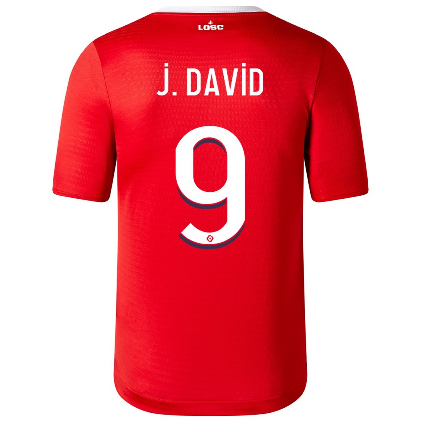 Børn Jonathan David #9 Rød Hjemmebane Spillertrøjer 2023/24 Trøje T-Shirt