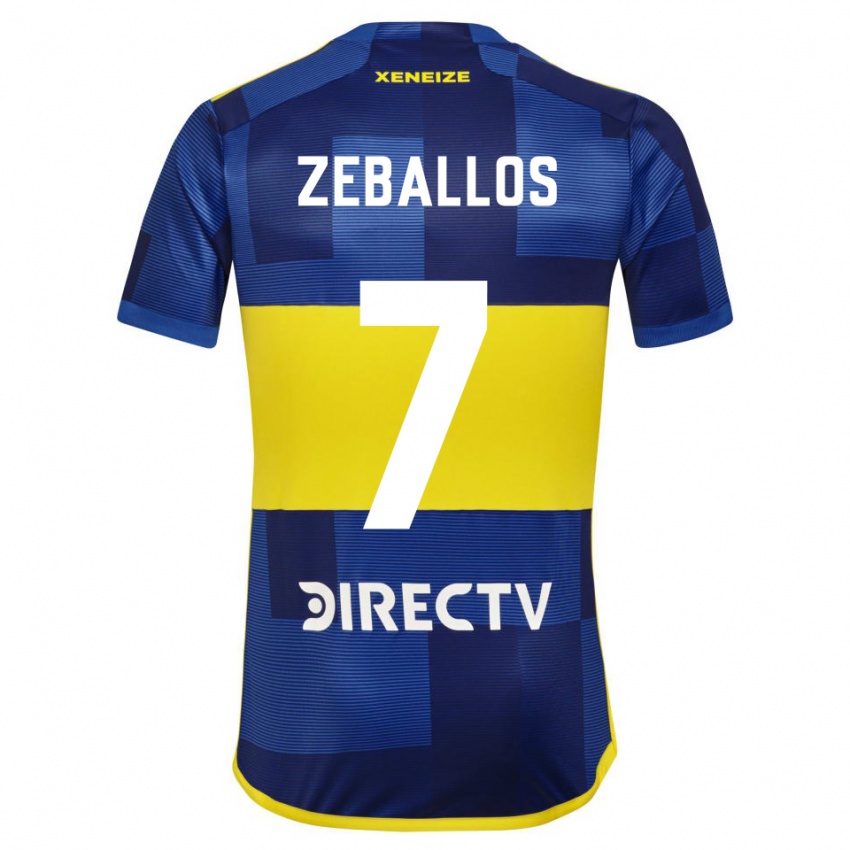 Børn Exequiel Zeballos #7 Mørkeblå Gul Hjemmebane Spillertrøjer 2023/24 Trøje T-Shirt