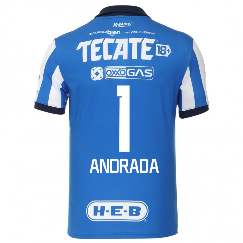 Børn Esteban Andrada #1 Blå Hvid Hjemmebane Spillertrøjer 2023/24 Trøje T-Shirt