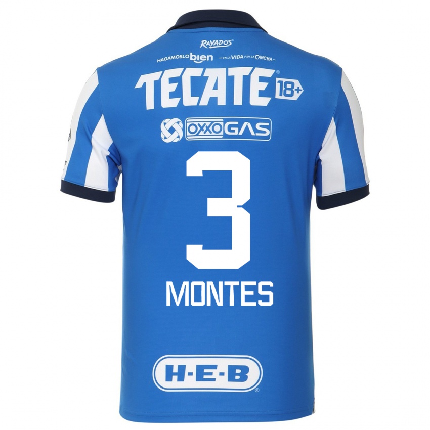Børn Cesar Montes #3 Blå Hvid Hjemmebane Spillertrøjer 2023/24 Trøje T-Shirt