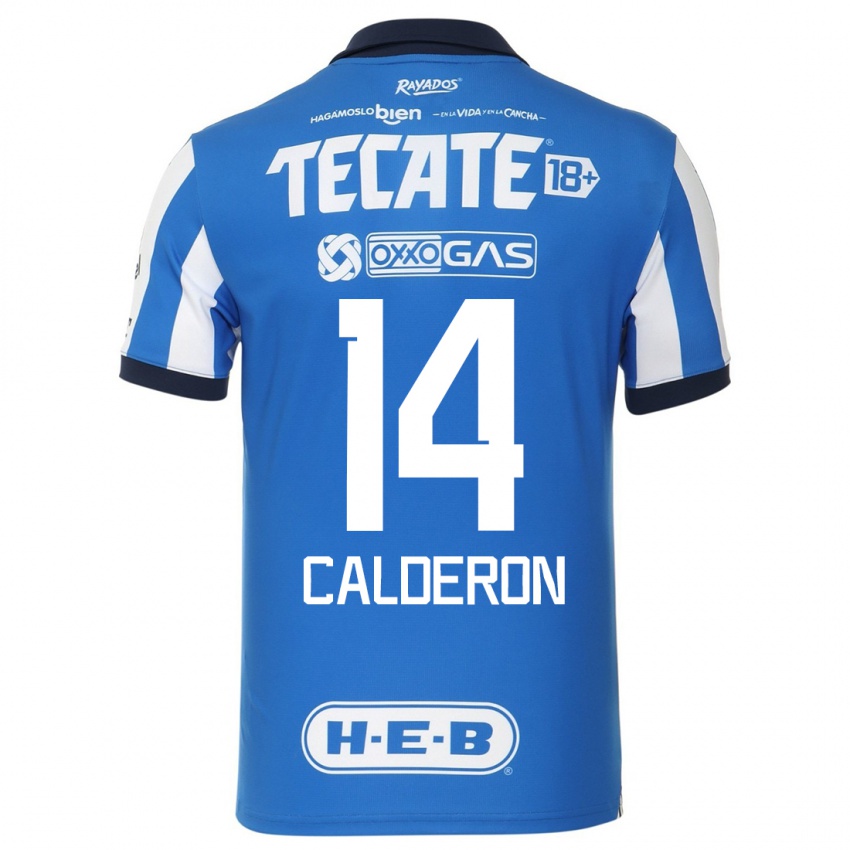 Børn Alejandra Calderon #14 Blå Hvid Hjemmebane Spillertrøjer 2023/24 Trøje T-Shirt