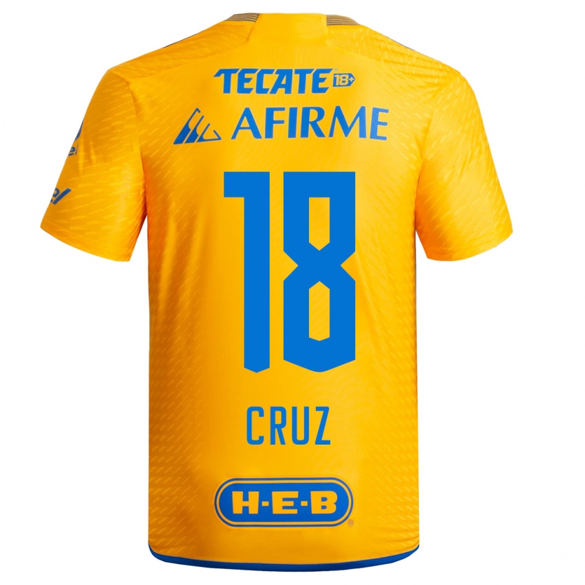 Børn Belen Cruz #18 Gul Hjemmebane Spillertrøjer 2023/24 Trøje T-Shirt