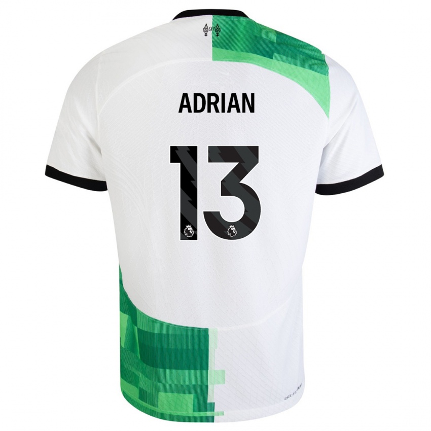 Børn Adrian #13 Hvid Grøn Udebane Spillertrøjer 2023/24 Trøje T-Shirt