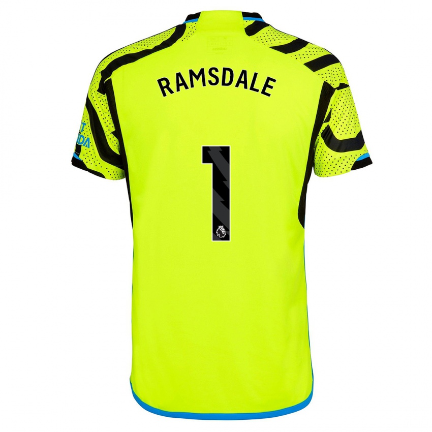 Børn Aaron Ramsdale #1 Gul Udebane Spillertrøjer 2023/24 Trøje T-Shirt